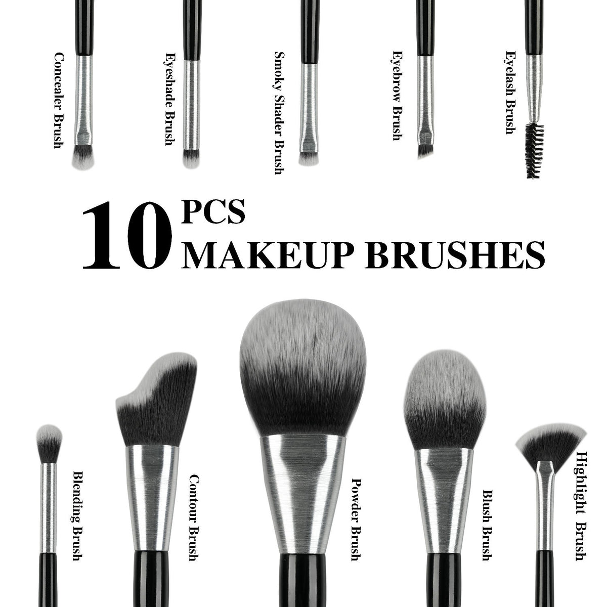 Beli 10pcs Professional Makeup Brush Set New Design Brushed Tube Makeup Brushes
