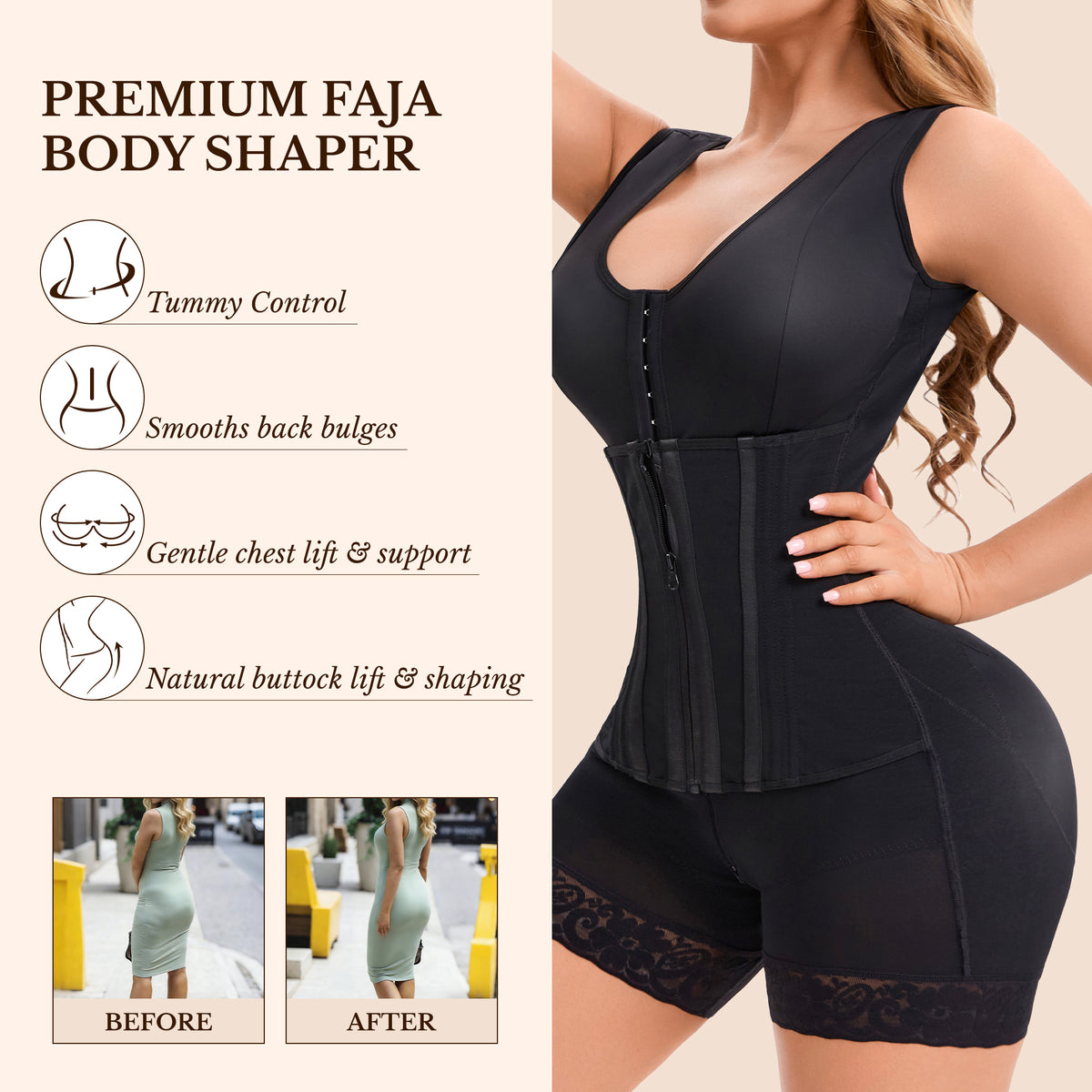 Fajas Colombianas Moldeadoras Overbust Shapewear For Women Tummy Control Full Body Shaper & Butt Lifter Post Surgery Compression Garment