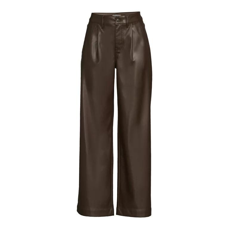 Women’s Brown Long Sleeved Flared Leather Pants