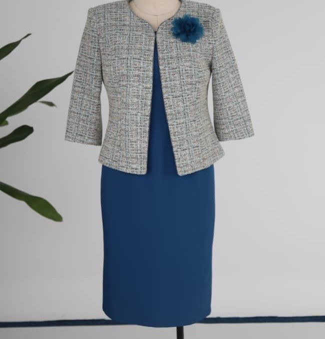 Women's 2 Piece Dress + Suit W/Flower