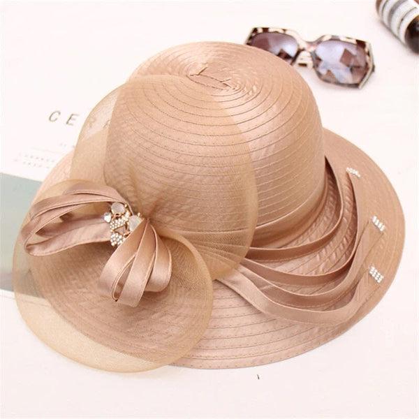 Women Fox Wide Brim Church Dress Sun Hat