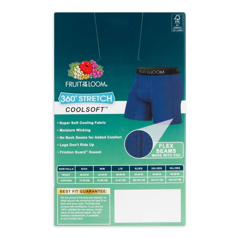 Men’s Fruit Of The Loom Boxer Breifs Cool Soft