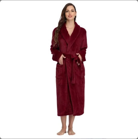 Local Stock Plush Oversize Winter Soft Warm Long Flannel Bathrobe With Hooded Women Thick Night Fleece Bath Robes Dressing