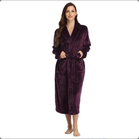 Local Stock Plush Oversize Winter Soft Warm Long Flannel Bathrobe With Hooded Women Thick Night Fleece Bath Robes Dressing