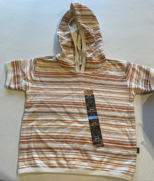 2 Piece Modern Moments Hoodtop with Pants ( Ivory Stripe)-Organic Cotton