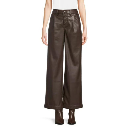 Women’s Brown Long Sleeved Flared Leather Pants