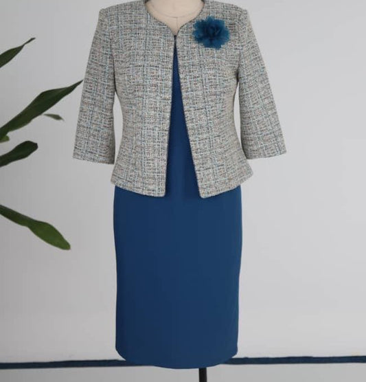 Women's 2 Piece Dress + Suit W/Flower