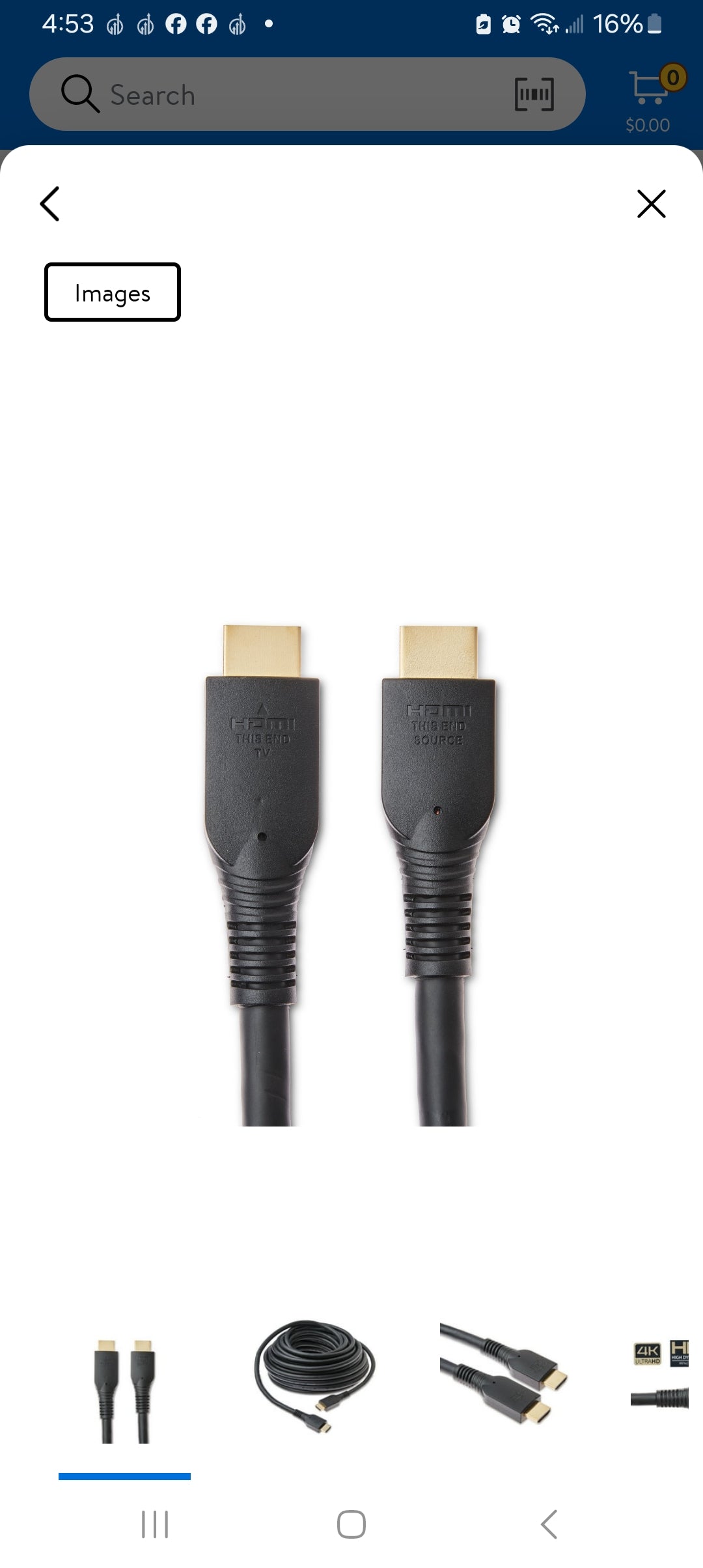 onn Active HDMI Cable 50'