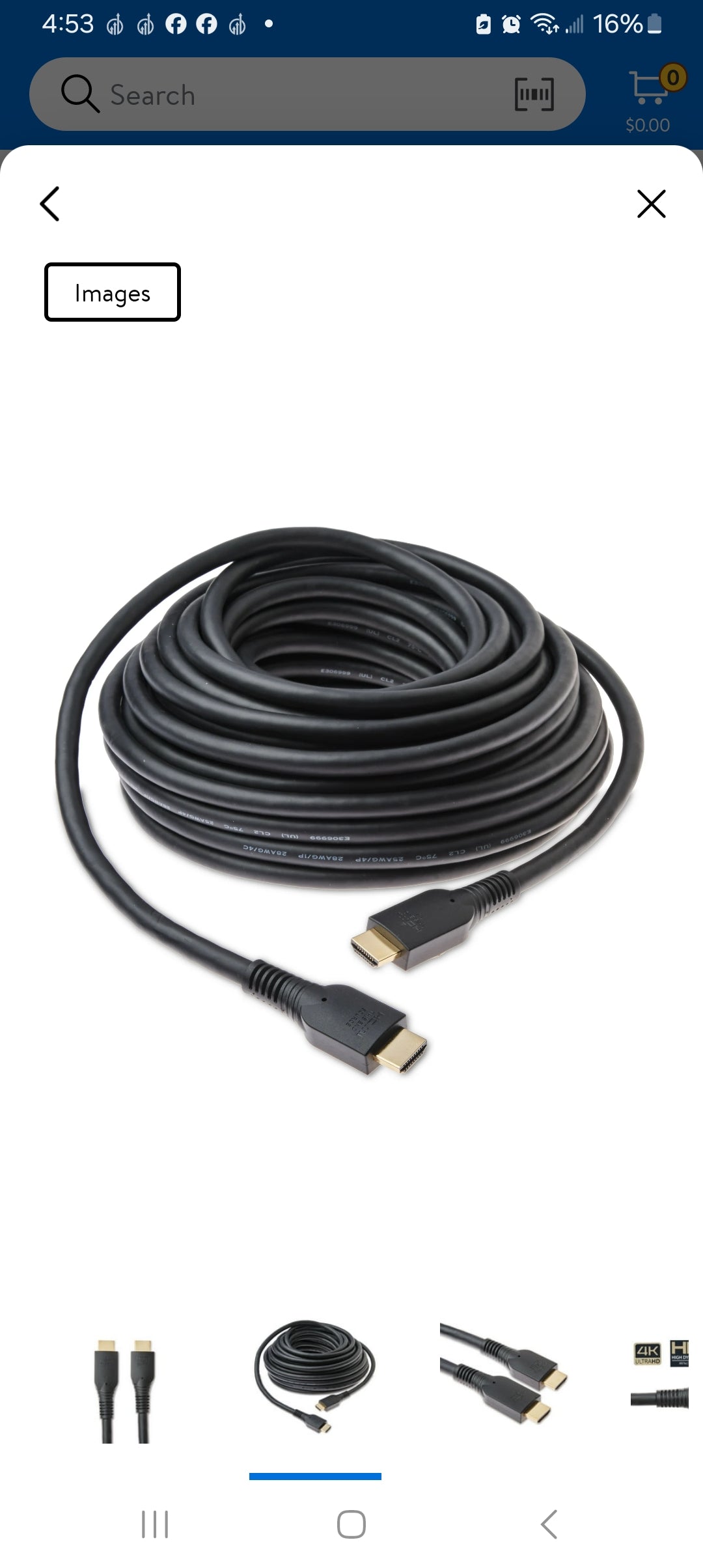 onn Active HDMI Cable 50'