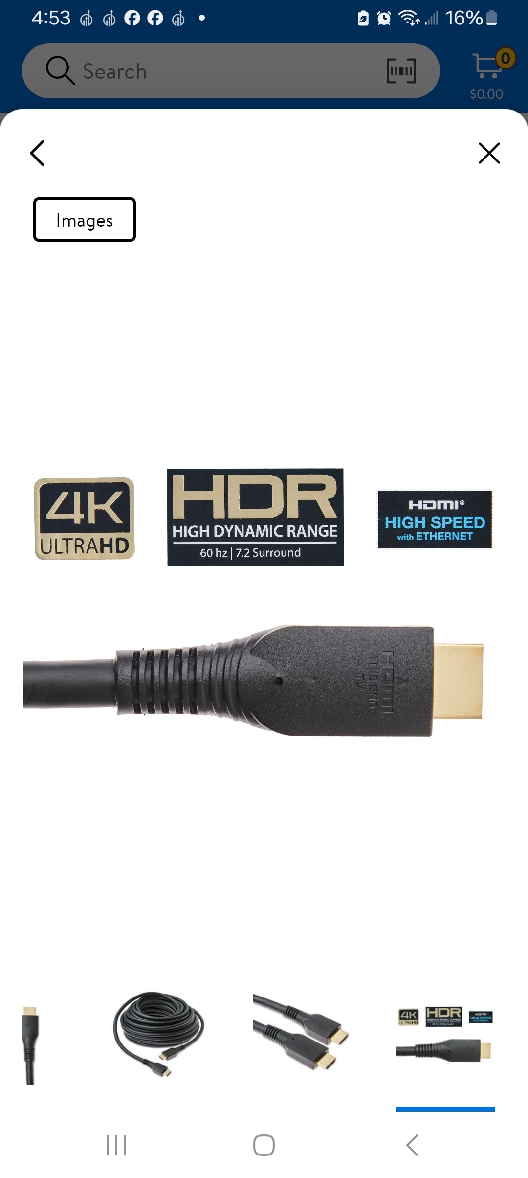 onn Active HDMI Cable 50'