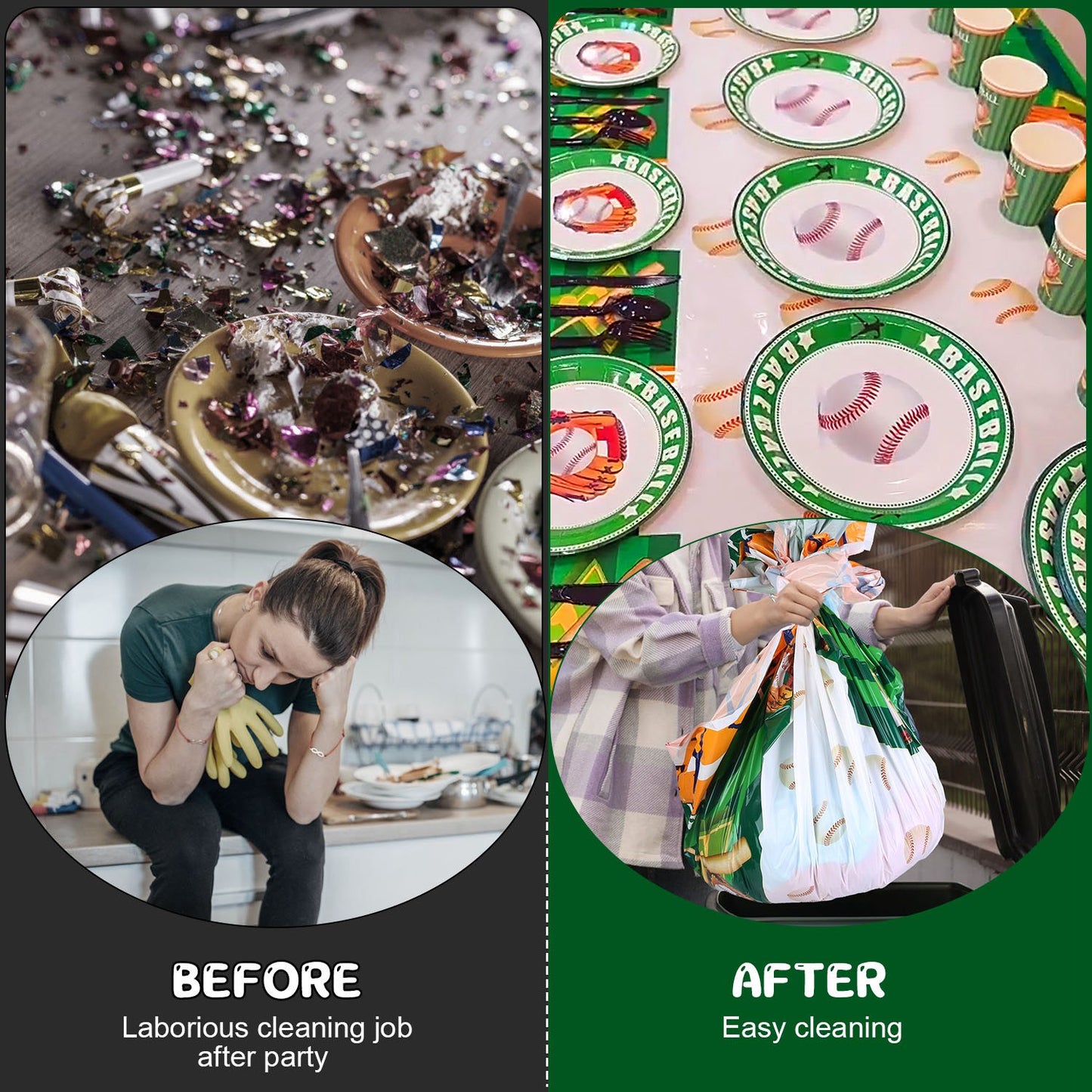 171Pcs Baseball Party Supplies Kit Baseball Birthday Party Disposable Dinnerware Set Baseball Themed Party Tableware Decorations Cups Plates Napkins Spoons Knives Forks Tableclothes