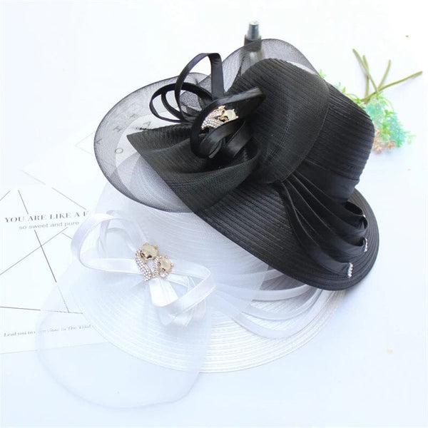 Women Fox Wide Brim Church Dress Sun Hat