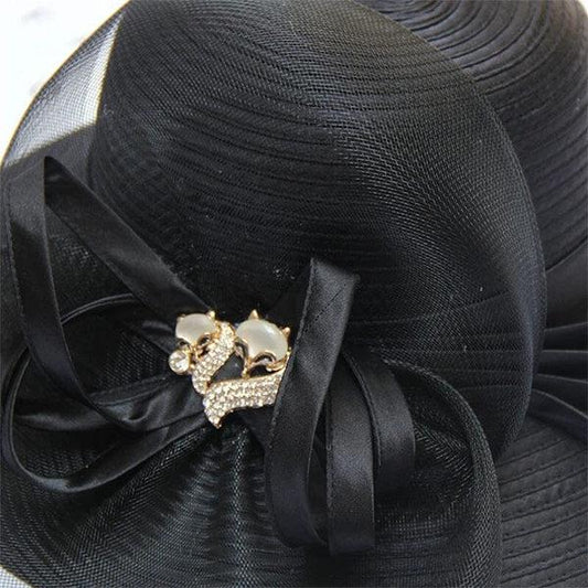 Women Fox Wide Brim Church Dress Sun Hat